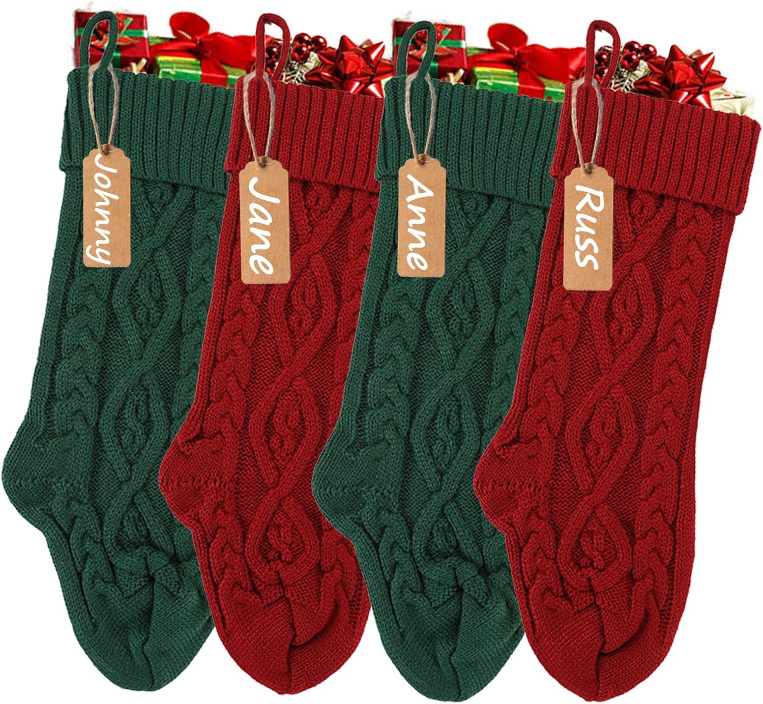 Stockings & Holders - houscly Christmas Stockings 4pcs Red, Green Christmas Decorations Decor for Christmas