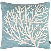 TRENDIN Coral Couch Pillow Cover 18X18 Sea Marine Decor Square Linen Cushion Case Sofa Home Decorations Blue PL1054TR