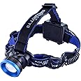 Police Security Flashlights Breakout COB Headlamp - Ultra Bright - 550 Lumen - Wide Angle 120° View - Night Vision - Pivot Head - 3 Modes (High, Low, Red - Night Vision)