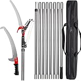 Walensee Pole Saws for Tree Trimming, Extendable Tree Pruner,Manual Branch Timmer with Blade and Scissors High Branches Pruning Fiberglass Pole Pruner and Cutter Garden Tool with Storage Bag 7.2-27FT