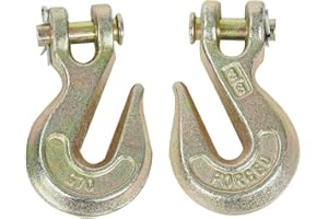 TYFYB 2Pcs 3/8 Inch Clevis Grab Hooks G70 Grade 70 Transport Chain Hook, 7500 lbs WLL, Yellow Zinc Finish