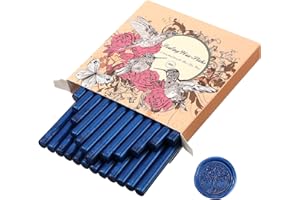 CONTAINLOL 24 Pieces Glue Gun Sealing Wax Sticks for Wax Seal, Mini Envelope Glue Gun Sealing Wax for Wedding Invitations, Cards Envelopes, Snail Mails, Wine Packages (Sea Blue)