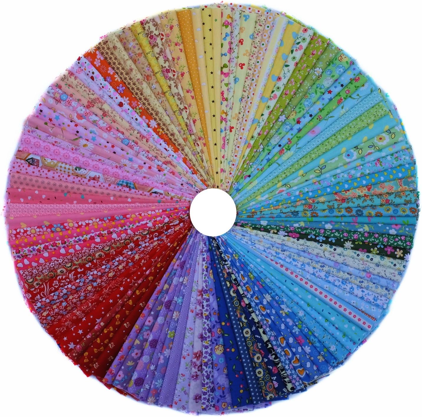 Grannycrafts 100pcs 10x10cm Top Cotton Printed Craft Fabric Bundle Squares Patchwork Lint Print Cloth Fabric Tissue DIY Sewing Scrapbooking Quilting Multi-coloured Series