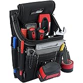 MELOTOUGH Medium Ziptop Tool Pouch with Belt Clip,16-Pocket Heavy Duty Zippered Utility Pouch for Electricians | Tape Measure Clip & Electrical Tape Strap for Carpenters, Plumbers, HVAC, Grey