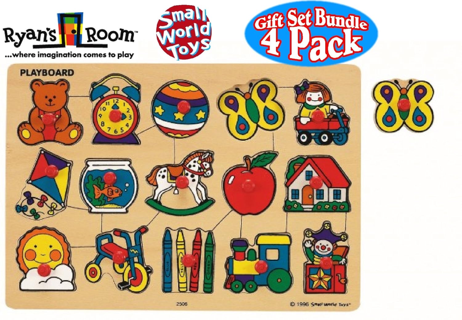 Small World Toys Ryan's Room Classic Wooden Peg Puzzles Playboard