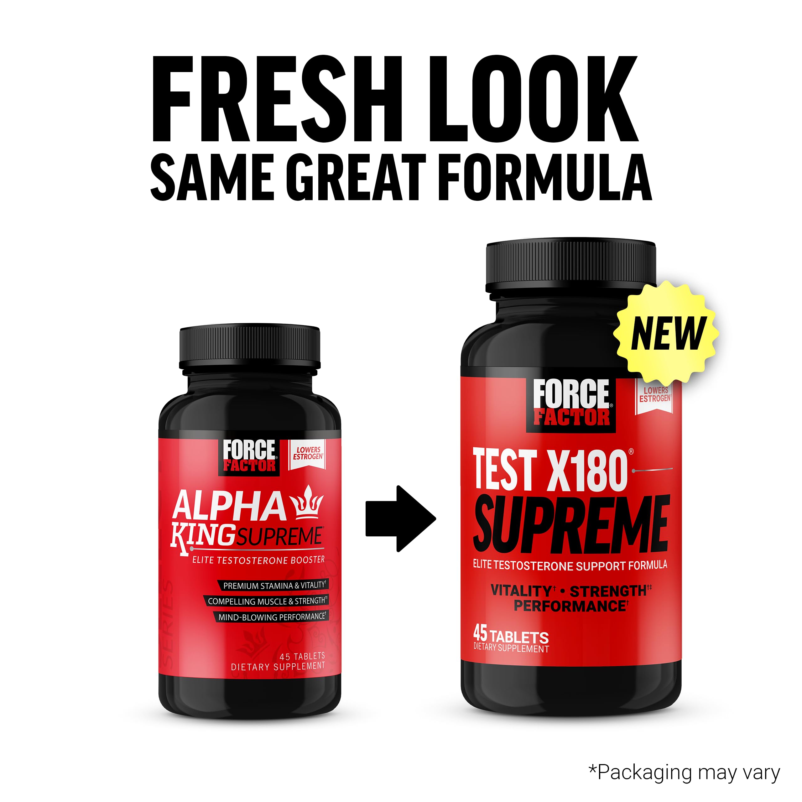 FORCE FACTOR Alpha King Supreme, 2-Pack, Testosterone Booster for Men with Fenugreek Seed & Ashwagandha to Increase Drive & Vitality, Boost Performance, Build Muscle & Strength, 120 Tablets