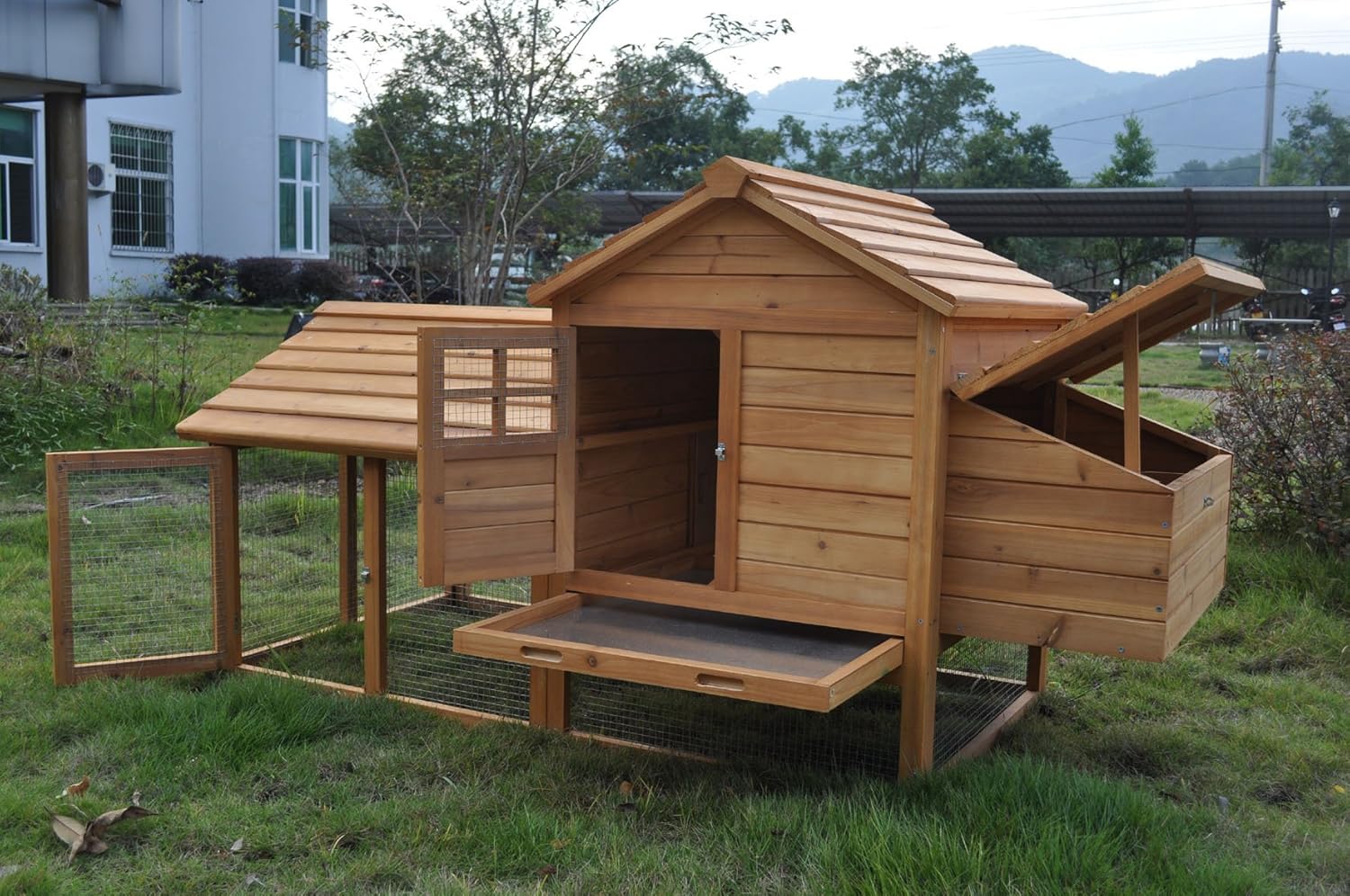 Wooden Chicken Coop Poultry House Hen Ark & Run Chicken Hen House