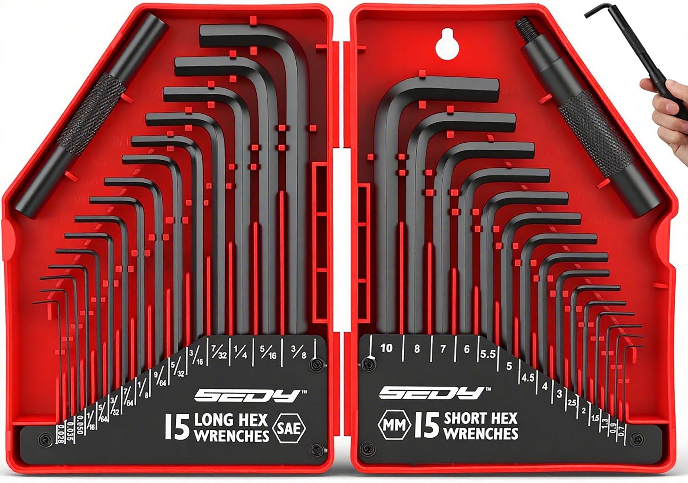 Photo 1 of SEDY 32-Piece Hex Key Wrench Set, Metric and SAE Allen Wrenches (0.028-3/8 inch, 0.7-10 mm) L Shape Allen Keys, Chrome Vanadium Steelwith 2x Extension Handle