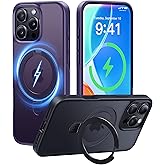 CASEKOO Ultra-Magnetic Stand for iPhone 16 Pro Case [Military Drop Protection] [Compatible with MagSafe] Shockproof Translucent Matte Slim Ring Holder Case for iPhone 16 Pro 6.3", Purple