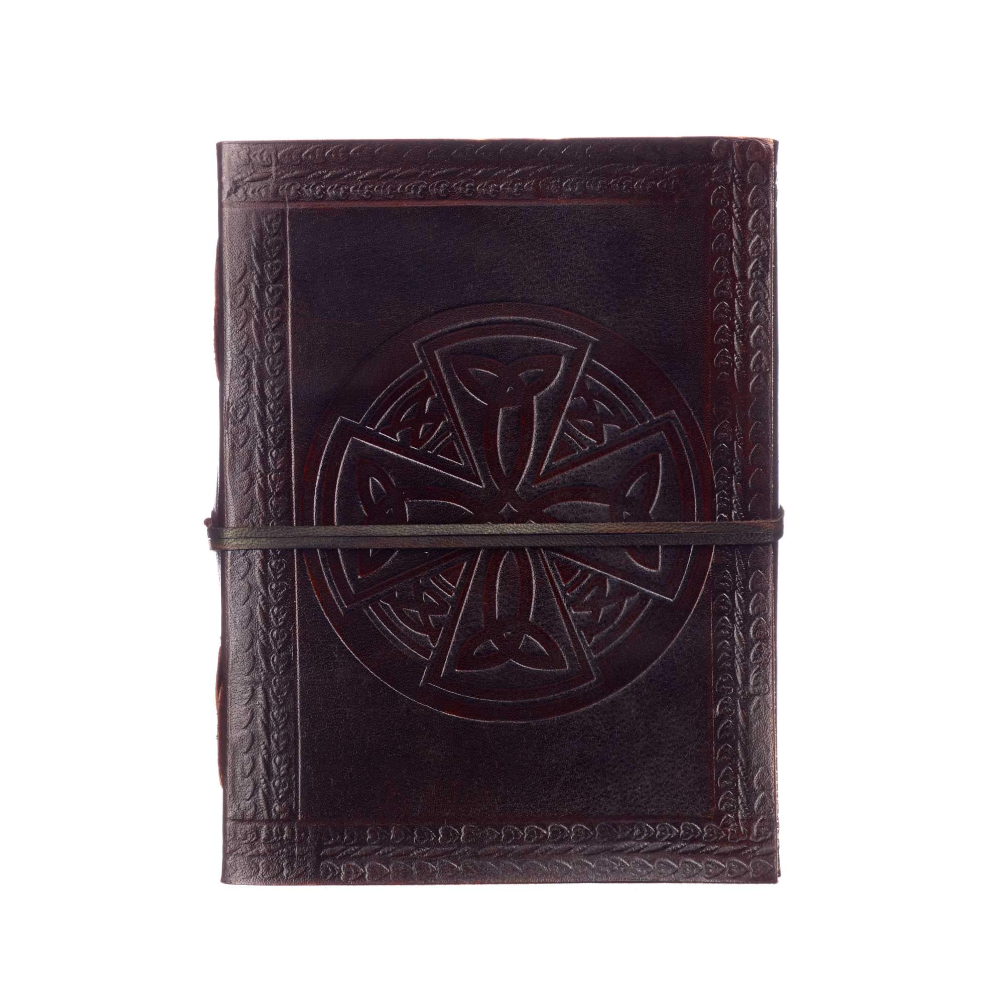 Paper High Circular Celtic Cross Leather Journal | 13.5cm x 18.5cm | Handmade, Fair Trade & Eco Friendly Leather Bound Notebook Alternative For Men and Women
