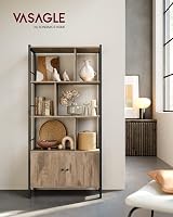 VASAGLE Bookshelf Storage Shelf 4 Shelves Doors Industrial Toasted Oak Black view 2