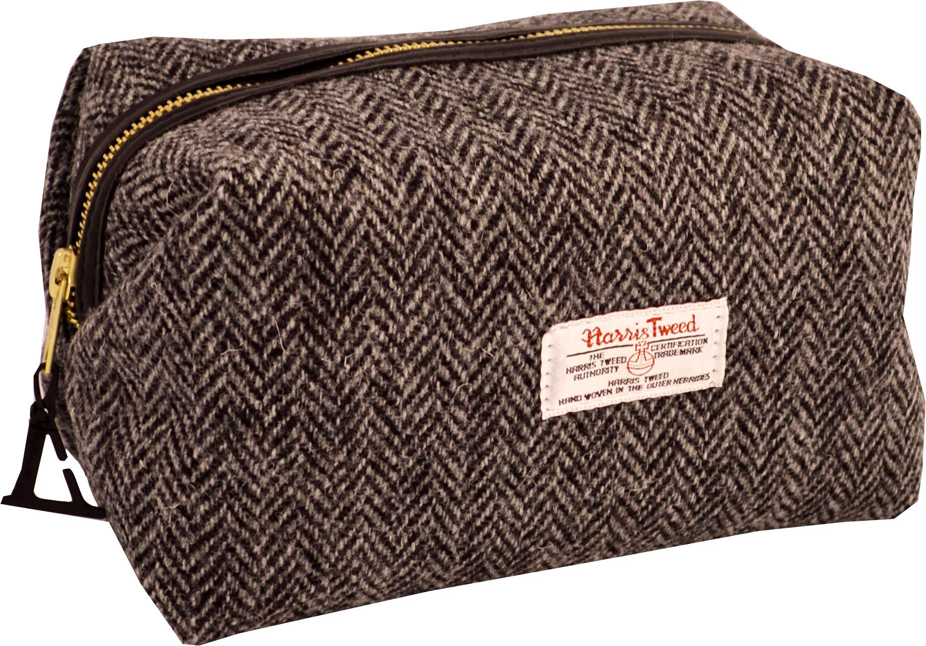 Vagabond Bags Harris Tweed Herringbone Medium Boxy Holdall Bag, Black & White, 23 cm