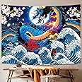GOFRID Dragon tapestry Japanese anime dragon tapestry Great wave tapestry 51.2 X59.1IN Ocean Great Wave Dragon Tapestry The great wave tapestry dragon tapestry for bedroom GOF004