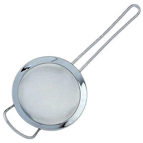 Fine Double Mesh Strainer with Polished Rim and Handle, High Quality 18