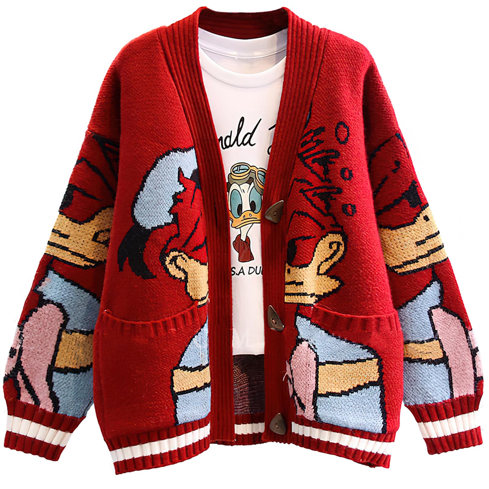 Casual Cartoon Wow Duck Sweater