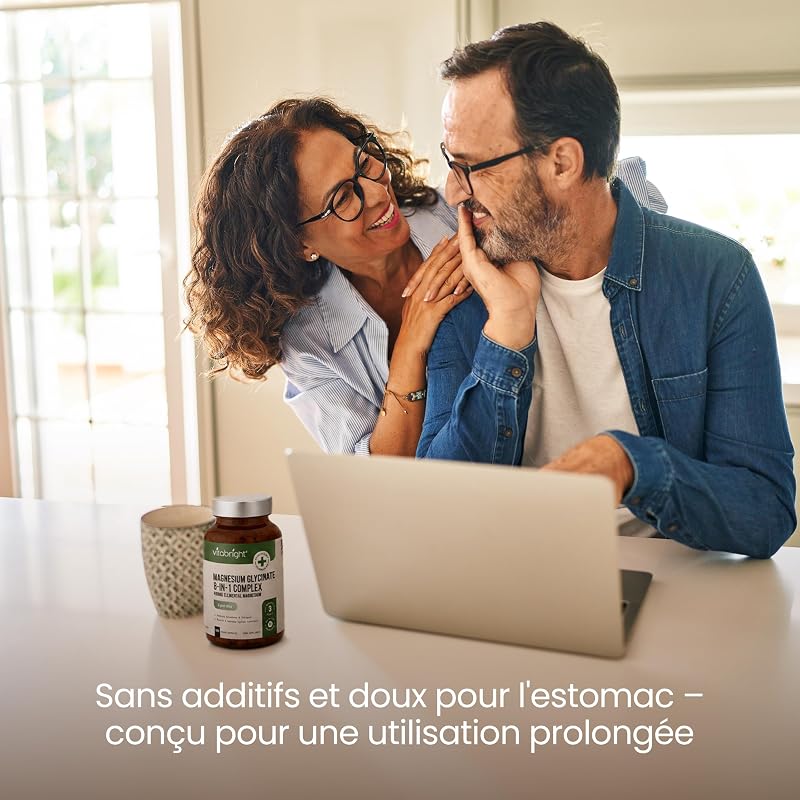 Magnésium Complex 8-en-1 | 200 mg | 240 Gélules Végétaliennes | Magnesium Bisglycinate, Citrate, Malate, Taurate | Complément pour Muscles, Énergie et Fatigue | 8 Mois | VitaBright