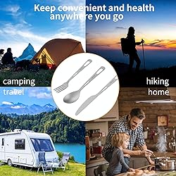 OUTXE Titanium Flatware Knife Fork Spoon Set