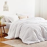 Love's cabin Seersucker White King Size Comforter Set, 7-Piece All Season Lightweight Bed in a Bag Bedding Set with Comforter, Flat Sheet, Fitted Sheet, Pillowcases and Shams | Soft, Breathable, Lightweight