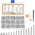 VIGRUE 1110PCS M3 Hex Socket Head Cap Screws Nuts Kit, M3 x 4/5/6/8/10/12/14/16/18/20/25/30mm Stainless Steel Screws Assortment Set w/Allen Wrench and Tip Curved Tweezer