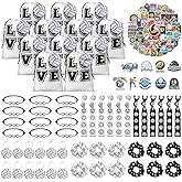 110 Pcs Volleyball Gifts for Team Volleyball Party Favors Include 12 Volleyball Gift Bags, 12 Volleyball Bracelets, 12 Scrunchies, 12 Hair Ties 12 Name Tags 50 Stickers for Women Players Sports Lovers