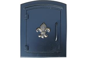 QualArc Post MAN-1402-BL Manchester Column Mount Rust Free Cast Aluminum Mailbox withDecorative Fleur De Lis Logo in Black, 11.25" L x 14.25" W x 17.125" H