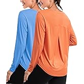 LE VONFORT Women's Long Sleeve Workout Shirts Quick Dry Sun Protection Running Yoga Tops