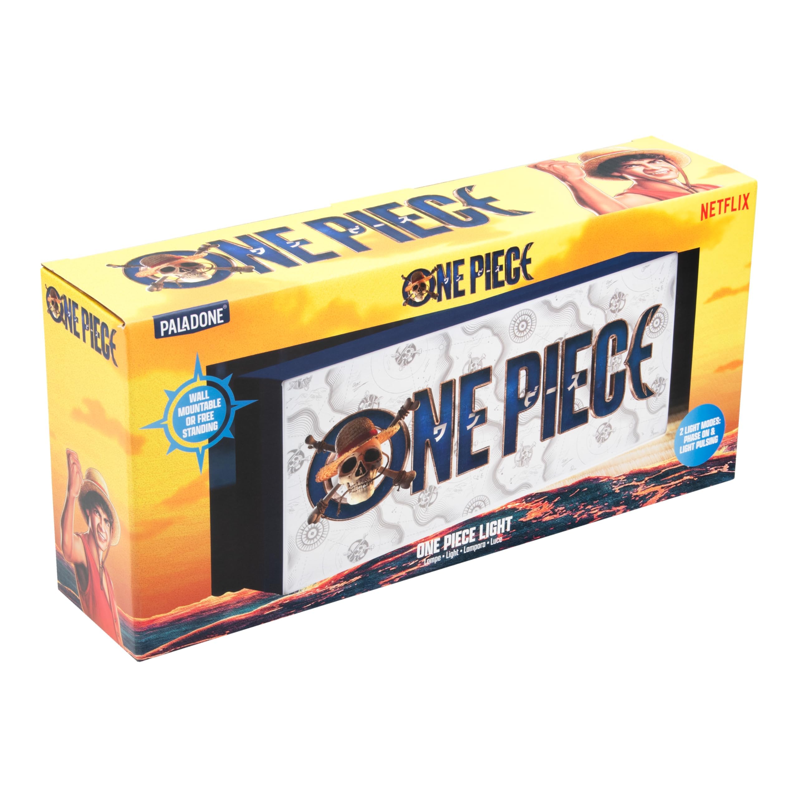 Paladone One Piece Logo-Leuchte, offiziell lizenzierte Anime-LED-Lampe von Netflix, Strohhutpiraten-Geschenke für Popkultur-Fans, batteriebetriebene Wohndeko 5