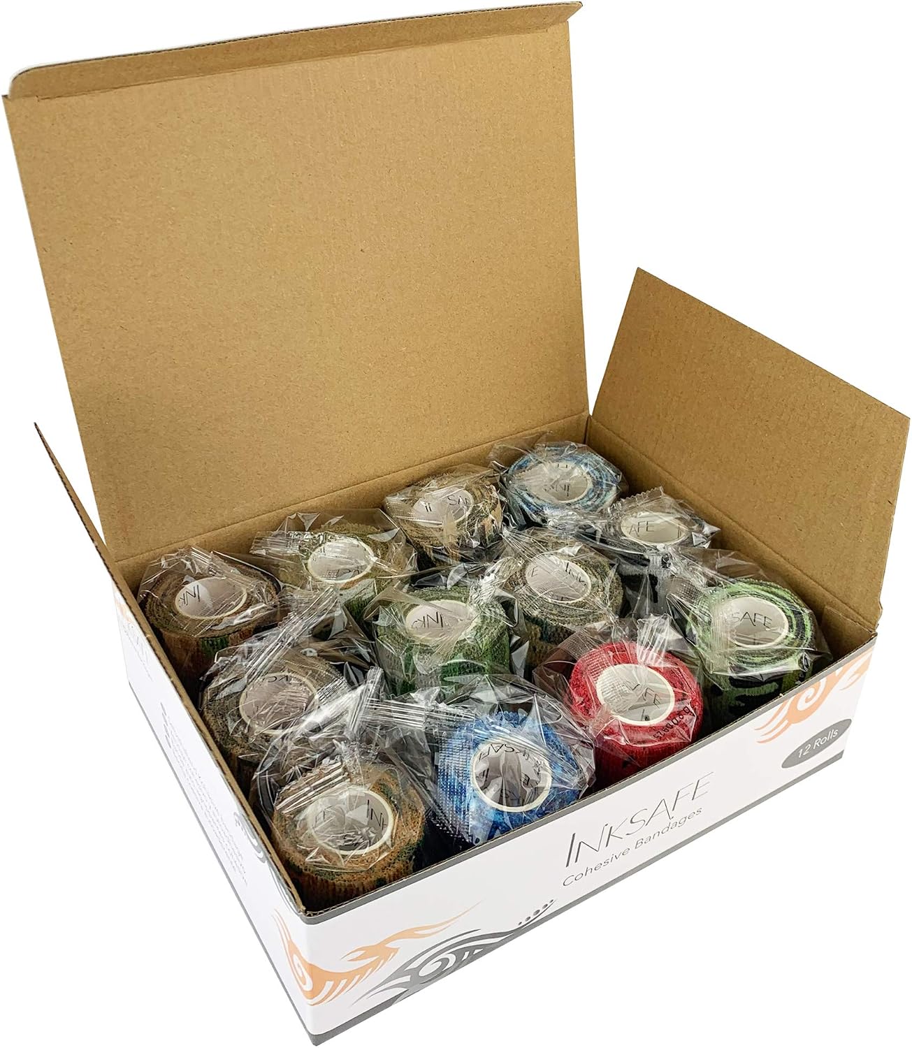 Inksafe Camouflage Assorted Colours Self Adherent Cohesive Bandages 5cm x 4.5m Box of 12, Uses Include Vet Wrap - Image 3