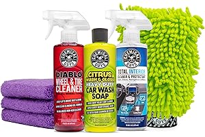 Chemical Guys Clean and Shine Car Wash Starter Kit - 7-Piece Set with 3 x 16 oz Car Detailing Chemicals, Safe for Cars, Trucks, SUVs, Motorcycles, Jeeps, RVs, and More