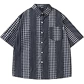 Vamtac Mens Button Down Shirts Casual Summer Striped Shirt Vintage Beach Hawaii Tshirt Short Sleeve Tops 2026