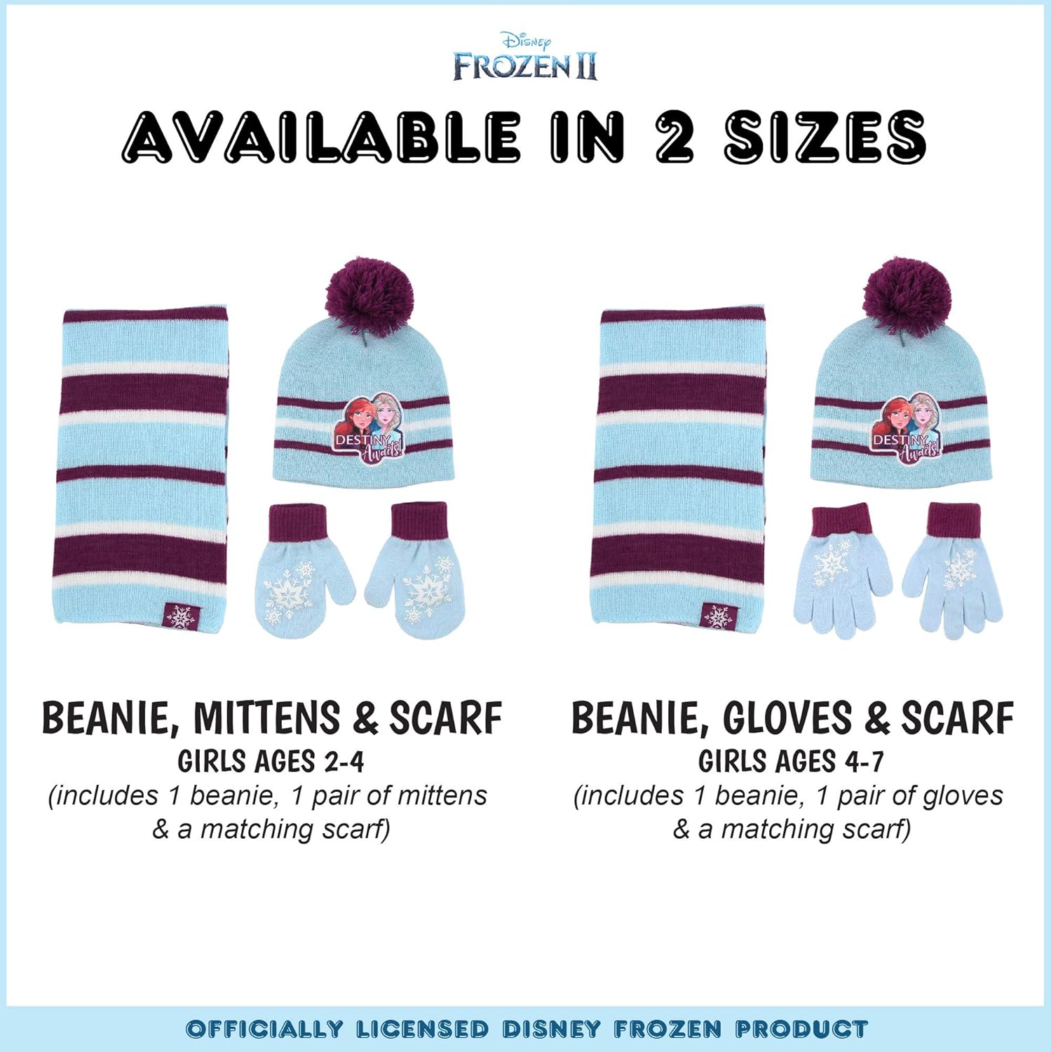Disney Girls' Frozen 2, Elsa and Anna Kids Winter Beanie Hat, Scarf and Gloves Or Mitten Cold Weather Set: Clothing