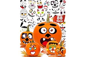 Greingways Halloween Pumpkin Stickers, Make 88 Funny Face Pumpkin Decorating Kit for Party Decorations, Pumpkins Painting Kit Halloween Crafts Gifts Games for Kids