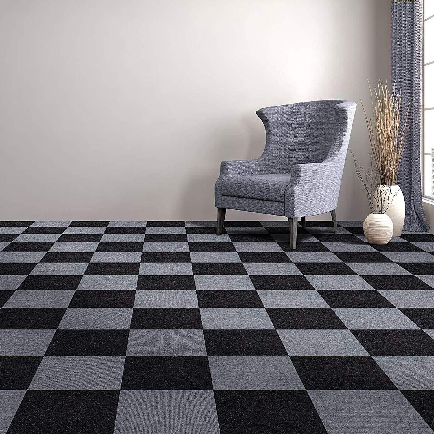 Nisorpa Commercial Carpet Floor Tiles Dark Grey 20x20 inch 20pcs Pack Washable Carpet Floor Tiles Heavy Duty Carpet Squares Bitumen Backed for Indoor Home Office Apply - - 