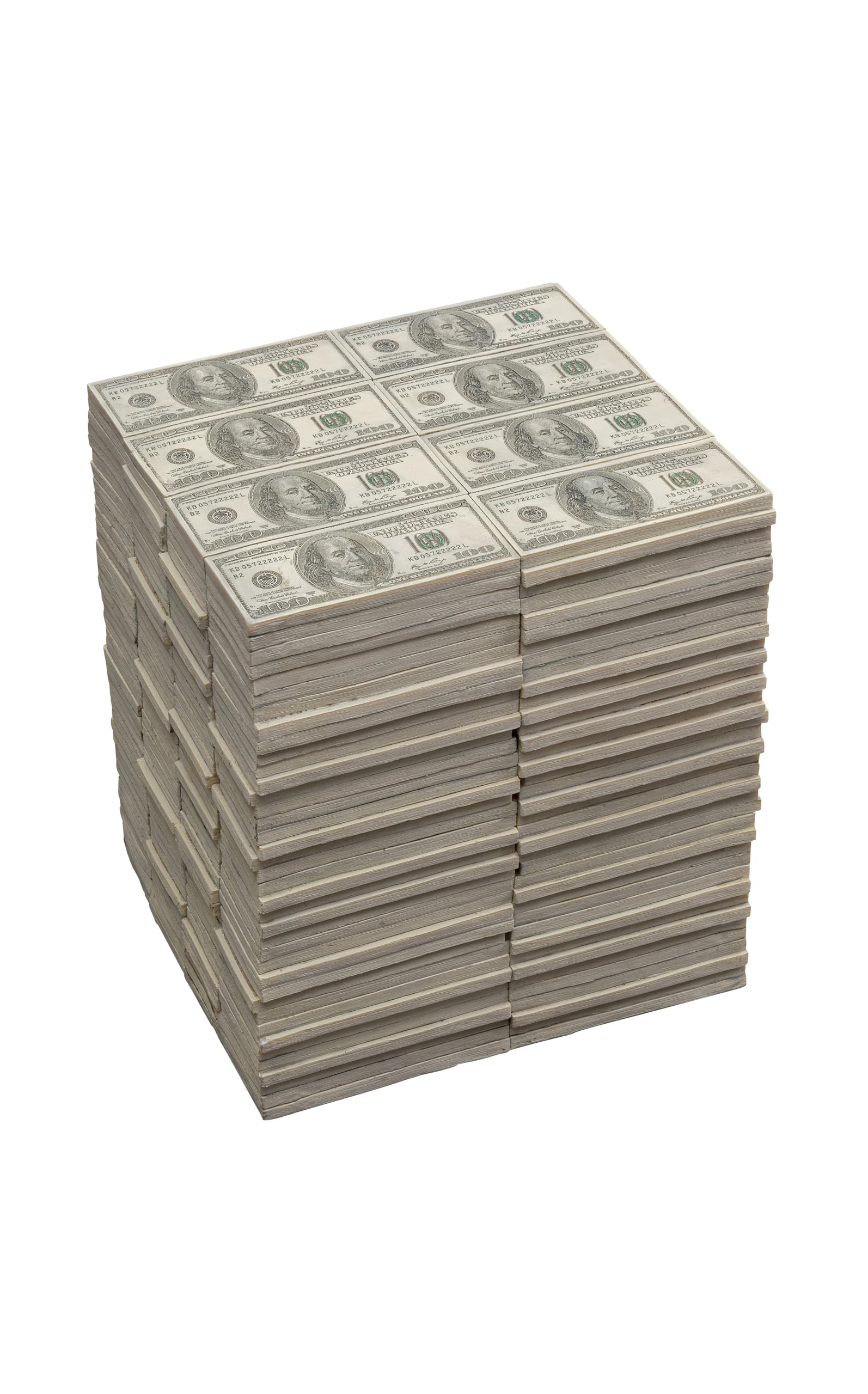 Kare Design Stool Dollar, multicoloured, polyresin, small stool with money design, 38x30,5x26,5cm (H/W/D), Beige