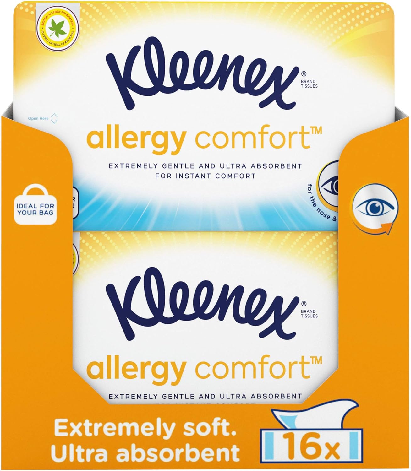 Kleenex Allergy Comfort Facial Tissues Case of 16 Soft Packs (Ideal