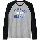 Detroit Michigan Motor City Grit - Detroit Motor City Grit Raglan Baseball Tee
