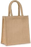 Westford Mill Jute Geschenktüte 6 Liter - Natural Mit Roten Henkeln