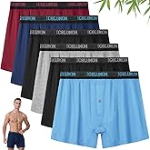 IGOLUMON Mens Underwear, Relaxed Fit Boxer Shorts 6 Pack, Bamboo Rayon Boxers for Men, Classic Boxer Shorts Button Fly