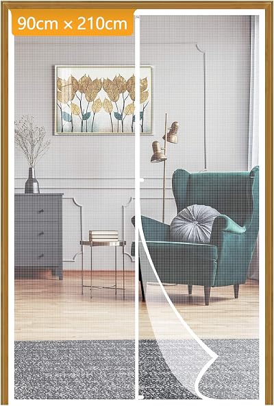 Yotache White Magnetic Fly Screen Door 90x210 cm Reinforced Polyester