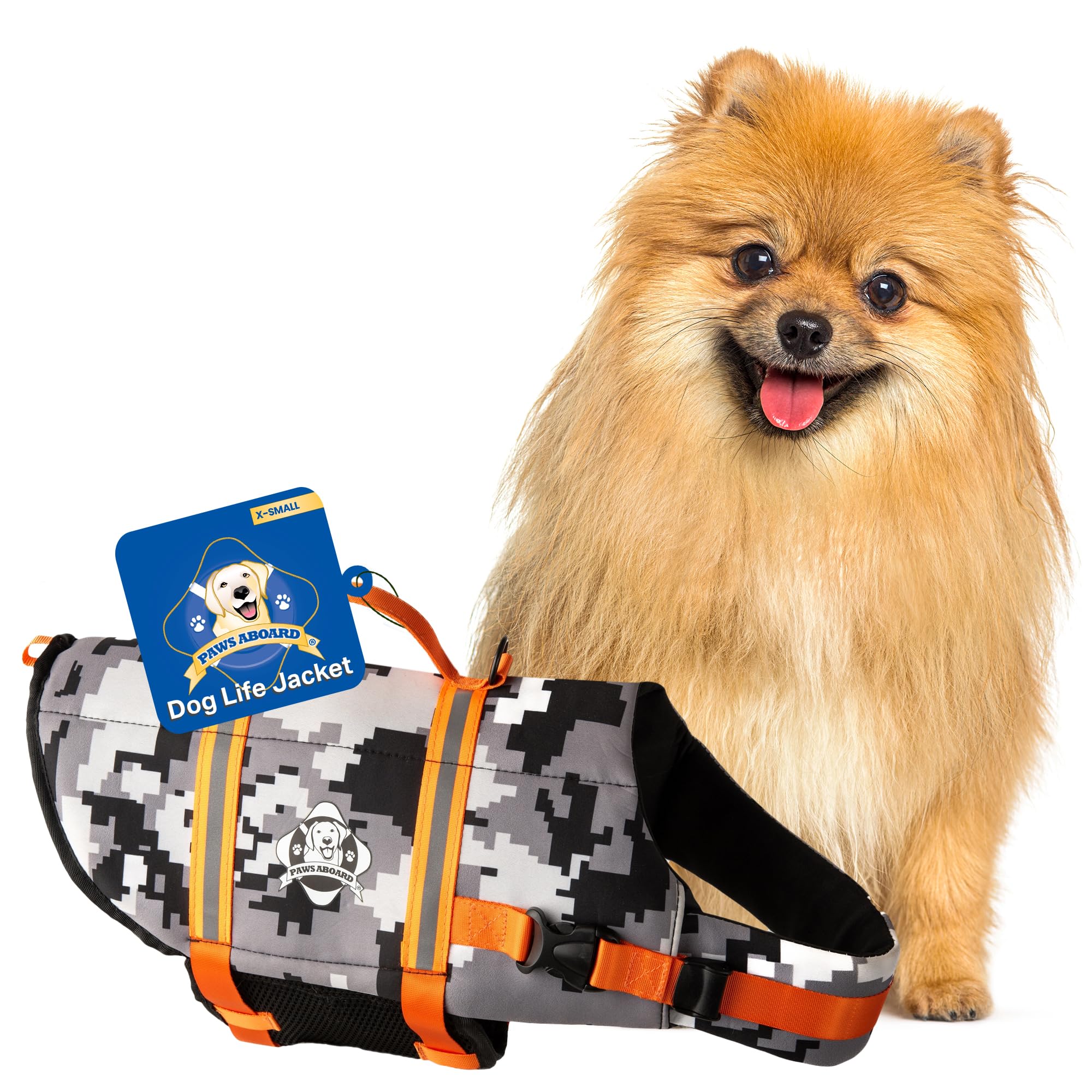 Paws Aboard PAWC1200 Neo Doggy Life Jacket, X-Small, Grey Camo