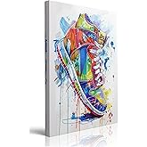Graffiti Gym Sport Sneaker Canvas Wall Art Framed Pop Shoe Banksy Picture Wall Decor Colorful Prints Poster Gift Modern Cool Funky Painting for Living Room Bedroom Bathroom Home Artwork (12"x16")