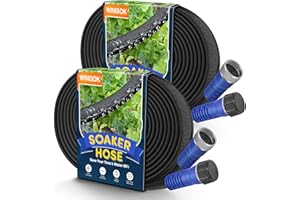 Winisok 100FT Soaker Hose, Heavy Duty Double Layer Gardening Hoses, Save 80% Water, Flexible Leakproof, Drip Irrigation Tubing for Garden Beds and Lawns (50 FT x 2Pack)