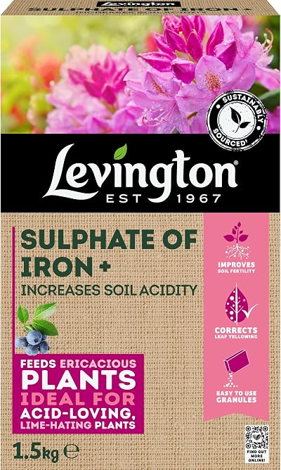 Levington Sulphate of Iron 8x1.5kg Plant Fertiliser Soil Acidity Regulator
