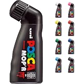 Uni POSCA Paint PCM-22 MOP'R Marker Black with XXL (3-19mm) Round Tip, Versatile for Multiple Surfaces, ACMI-Certified Non-Toxic Formula Ensuring Safety and Quality