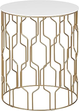 Amazon Com Elle Decor Giselle Side Table Gold White Kitchen
