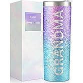 Onebttl Christian Grandma Gifts for Mother's Day, 20oz Purple & Blue Glitter Skinny Tumbler, Straw & Lid Included, Blessed Grandma Gifts