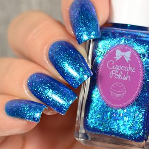 Iridescent Nail Polish Amazon amazon com half life royal blue iridescent flakie nail polish by cupcake polish handmade