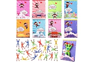 VOKT Valentines Day Cards for Kids, 32 Pack Valentines Day Gifts for Kids Classroom with Sticky Wall Climbing Ninjas, 3D Valentines Day Exchange Cards for Boys Girls School Party Supplies Greeting Cards