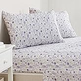 Great Bay Home 4-Piece Queen Size Floral Print Microfiber Sheet Set - Ultra-Soft, Brushed Bedding Sheets & Pillowcases - Wrinkle Free, Comfortable, All-Season Bed Sheets (Colorful Floral - Lavender)