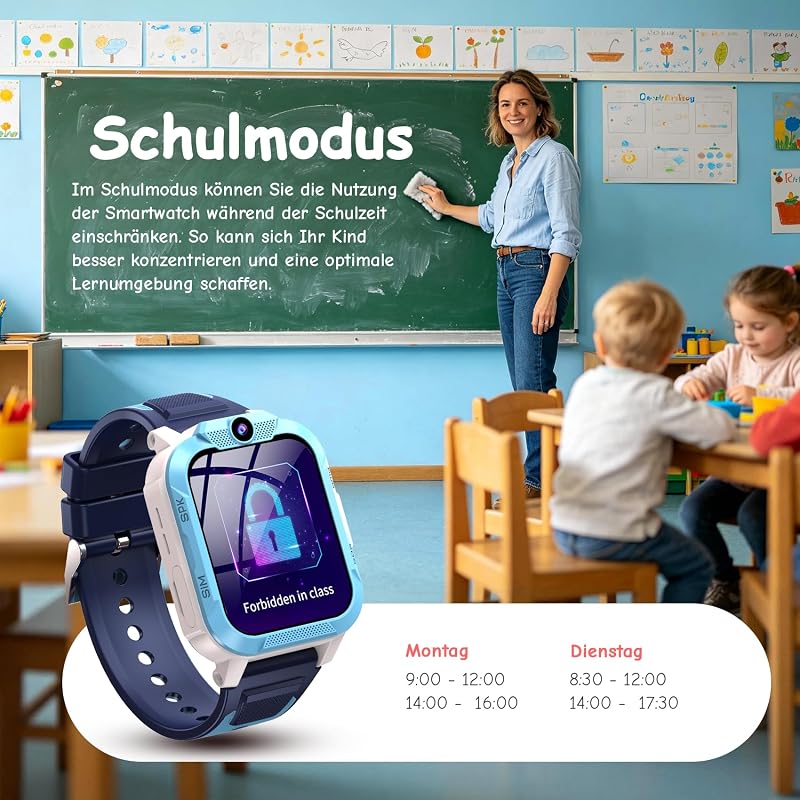 Smartwatch Kinder GPS und Telefon, 850mAh 7-Tage Akku, Schulmodus — Foto 5 von 8